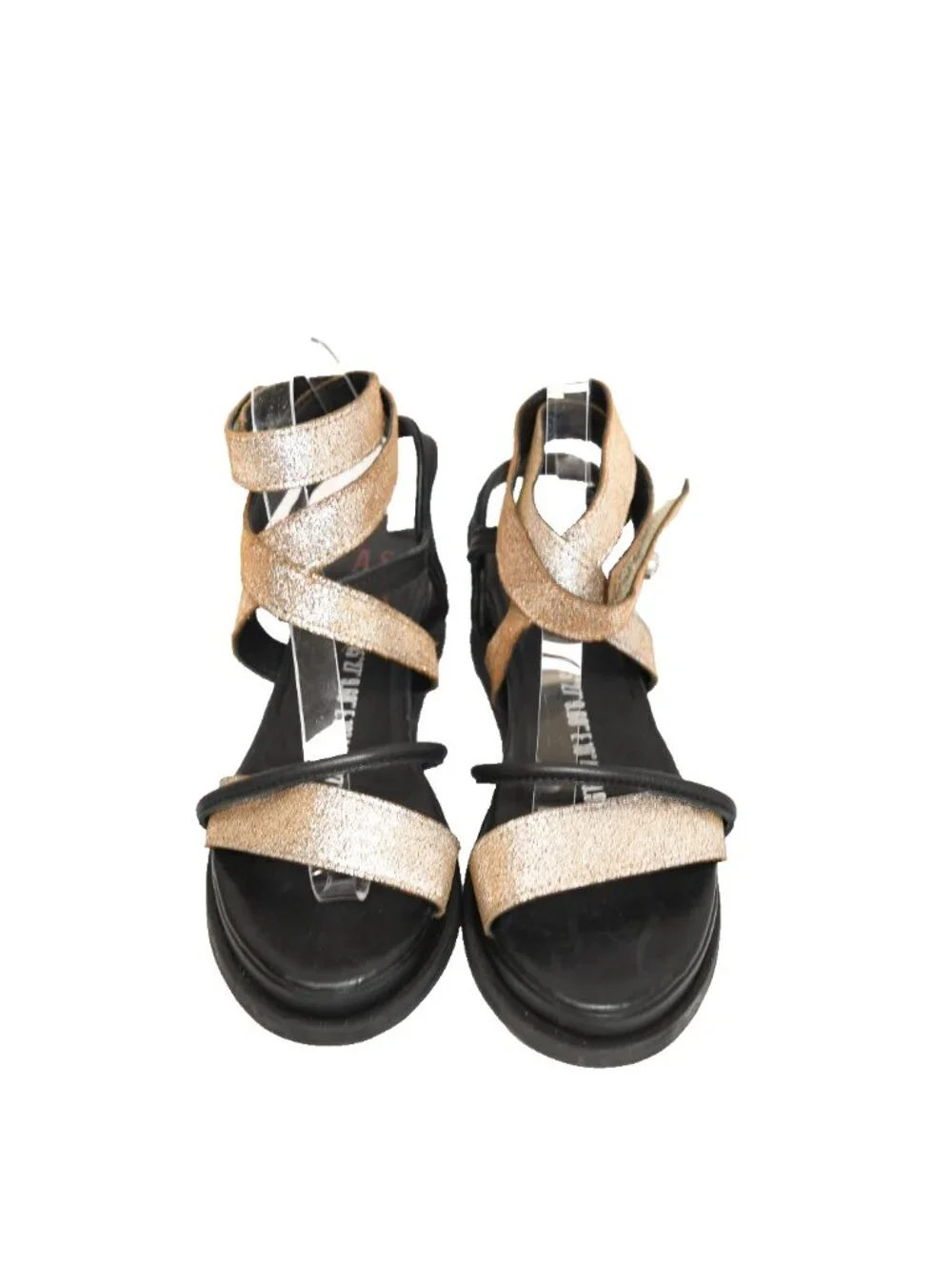 NWT $360 A.S.98 Labo Platform Sandal LEATHER STRAPPY PLATINUM BLACK 37 (DD18)